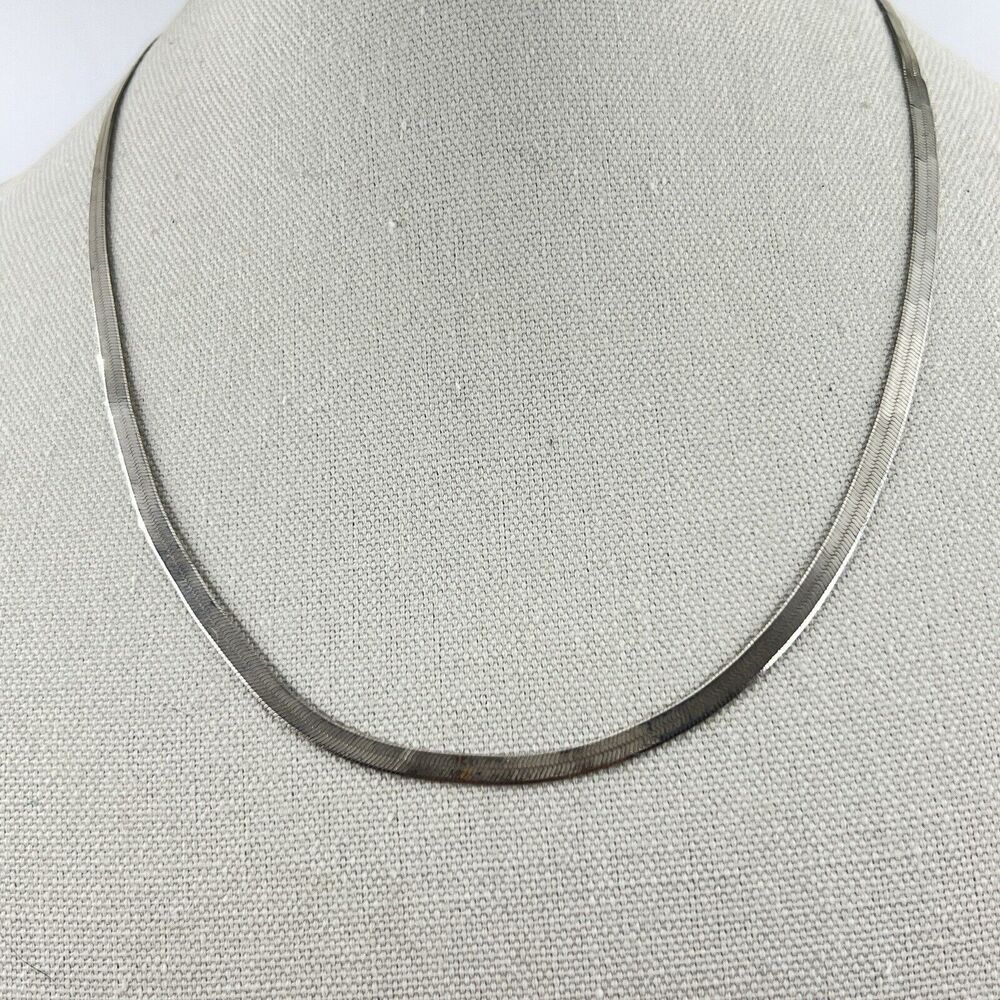 MWS Italy 925 Sterling Silver Herringbone Necklace 4mm Wide 22in 12 Grams Unisex